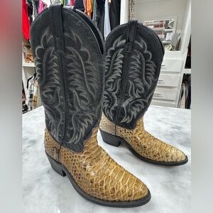 Laredo Men's Key West Collection Western Boot with Natural Python Leather